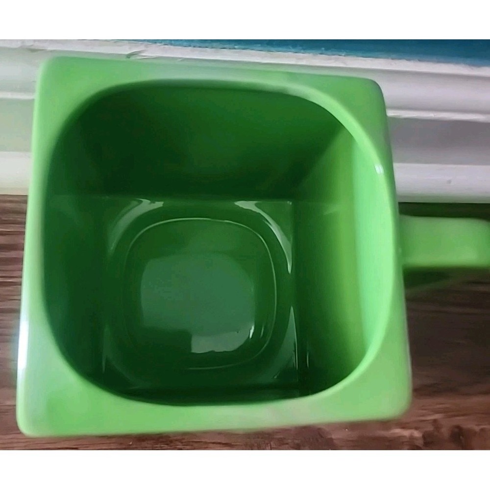 Minecraft Creeper Zak Square Ceramic Mug 8 oz Coffee Cup Mojang Jinx Green EUC - Picture 2 of 4